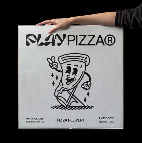 Printed Pizza Box - White